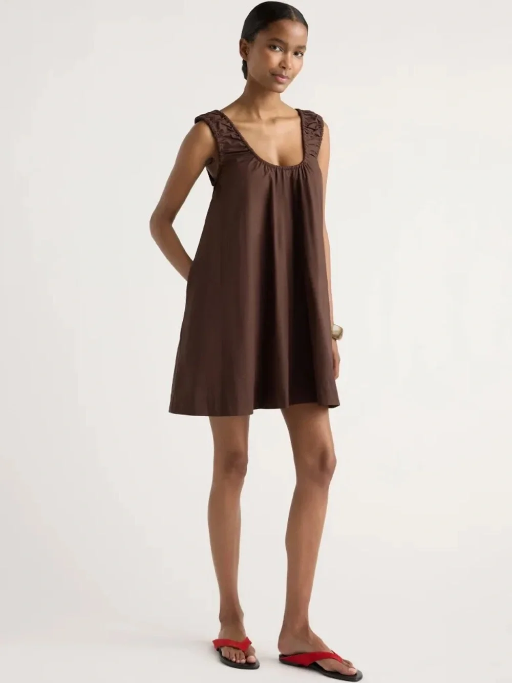 Modern Citizen Winnie Sleeveless Brown Swing Dress